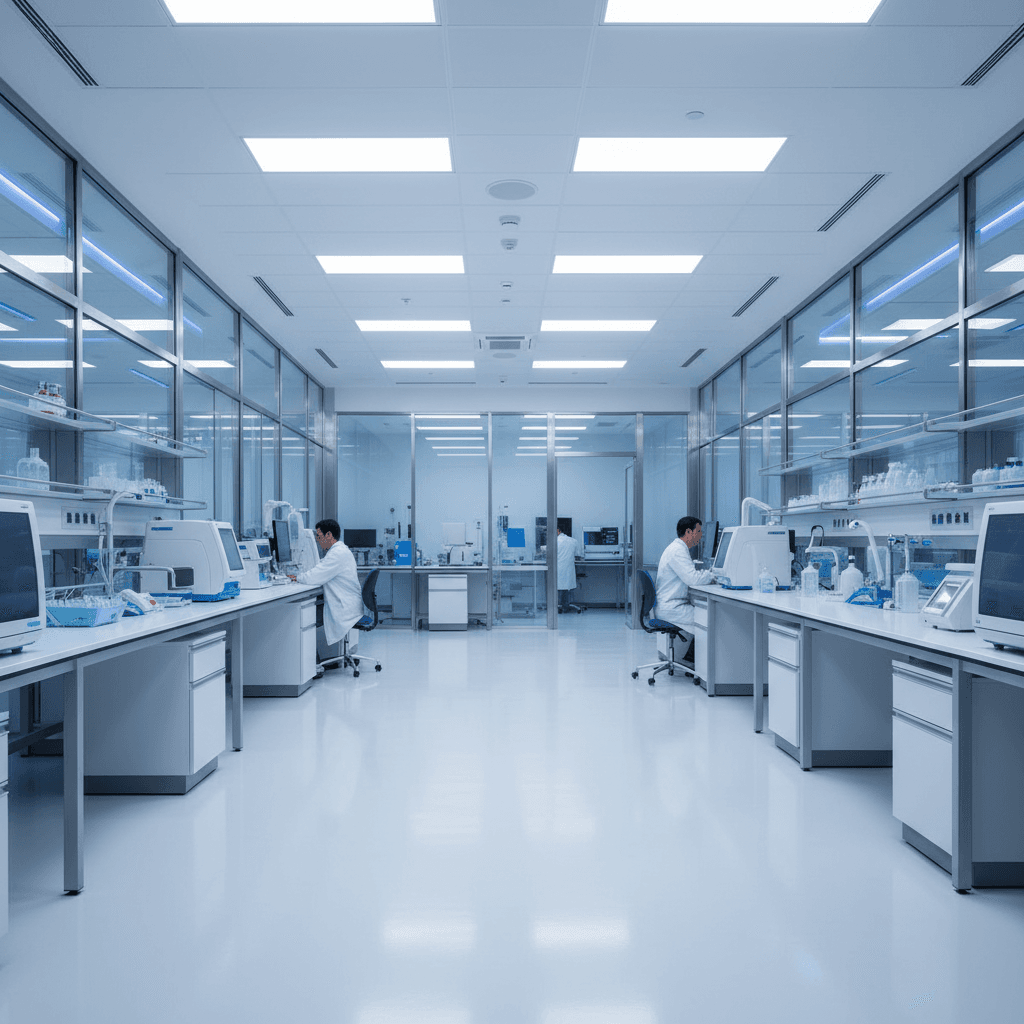 Biotech laboratory with cleanroom flooring